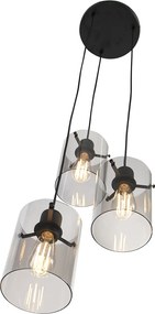 Inteligentna lampa wisząca czarna z przydymionym szkłem z 3 Wifi ST64 - Dome