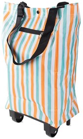 Torba na kółkach STRIPES 49,5x27 cm, biała z paskami