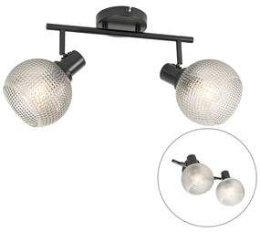 Designerski reflektor czarny z dymionym szkłem 2-światła - ChicoDesignerski Oswietlenie wewnetrzne