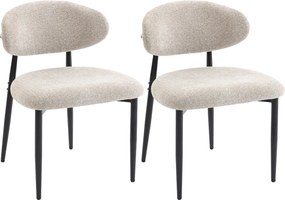 HOMCOM Tapicerowane krzesła do jadalni Krzesła kuchenne na stalowych nogach Beżowy | Aosom PL