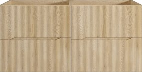 Wisząca szafka łazienkowa z ryflowaniem – Jasny naturalny – 120 cm – ORISO