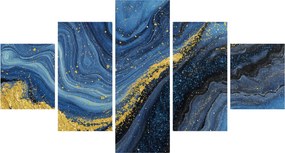 Obraz - Niebiesko-złota abstrakcja (125x70 cm)