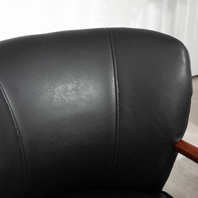 HOMCOM Fotel Akcentowy, Szerokie Siedzisko, Wygląd Skóry, Drewniana Rama, do 120 kg, 67x77x80 cm, Czarny