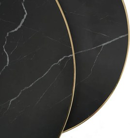 Zestaw Stolików Kawowych ARON 70 cm/50 cm Czarny Marmur Glamour