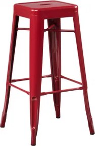 Zestaw 4 Wysokich, Stalowych, Sztaplowanych Stołków Lix Ruby Red & ↑75 Cm - Sklum