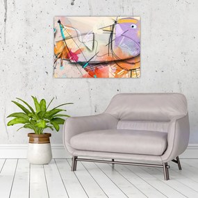 Obraz na szkle - Abstrakcja, ptaszek (70x50 cm)