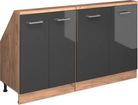 Szafka kuchenna na dach skośny antracyt wysoki połysk 140x46x81.6 r-line