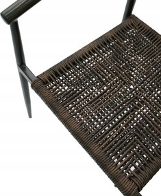 Krzesło Ogrodowe Ciemny brąz 56x61x75 cm Aluminium Plecione Brązowe Sznurki