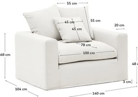Biały lniany fotel Nora – Kave Home