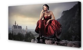 Fotoobraz na płótnie Kobieta w Sukni w Górach