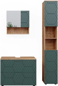 Zestaw mebli łazienkowych zielony/złoty dąb 80x41x58.6 irma
