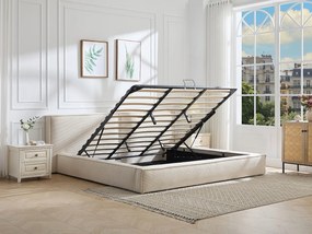 Łóżko ze skrzynią 180 x 200 cm - Sztruks - Beżowy - TAVESO