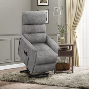 HOMCOM Fotel relaksacyjny z funkcją wstawania regulowane oparcie i podnóżek do 120 kg szary 66x90x96 cm | Aosom PL