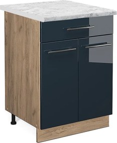 Szafka dolna do kuchni ciemnoniebieski wysoki połysk 60x60x82 fame-line