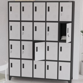 Szafa skrytkowa socjalna BHP antracytowo-biała: ROBERT, 1360 x 1720 x 450 mm