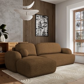 Masseno Narożnik MODENZA z funkcją spania i pojemnikiem na pościel Narozniki L, Rozkładana sofa - Brąz, NOW OR NEVER 56