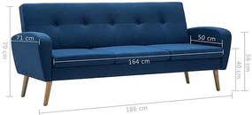 Trzyosobowa sofa pikowana niebieska L3-L91