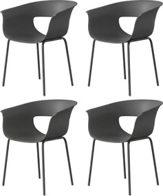 Outsunny Krzesła Ogrodowe 4 szt. ergonomiczne Krzesła Balkonowe z Wyciętym Designem Podłokietniki Odporne na Warunki Atmosferyczne Ciemnoszare | Aosom PL