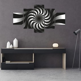 Abstrakcyjny obraz czarno - białej spirali (125x70 cm)