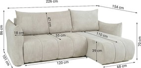 Narożnik uniwersalny z funkcją spania Flo Mini, Poso beż (100)