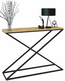Idustrialna konsola czarny + dąb artisan - Logan 4X