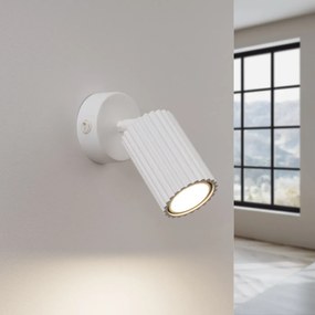 Kinkiet KARBON biały ryflowany z włącznikiem SOLLUX  LIGHTING