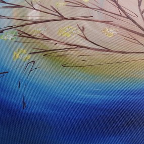 Obraz - Drzewo zakrywające słońce (z zegarem) (90x30 cm)