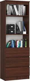 Regał AKORD R60 Wenge 60 cm 3 szuflady kolor Wenge mat 3 półki 60x35x180 cm