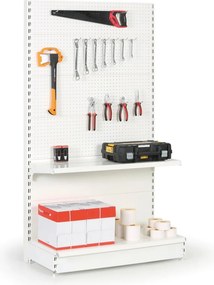 Regał sklepowy jednostronny, ścianki perforowane, 1900 x 1000 x 450 mm, podstawowy, biały