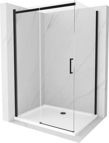 Mexen Omega kabina prysznicowa rozsuwana 120 x 90 cm, transparent, czarna + brodzik Flat, biały - 825-120-090-70-00-4010B