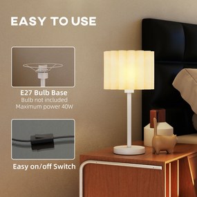 HOMCOM Lampa biurkowa w stylu retro, Lampa nocna, Plastikowy klosz, Przełącznik, Biała