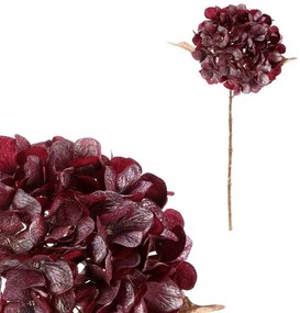Sztuczna cięta Hortensja, czerwona z pozłacaniem, 65 cm