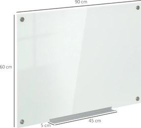 Vinsetto Zestaw tablicy białej magnetycznej z markerami i gumką 90x60x04 cm Biała | Aosom PL