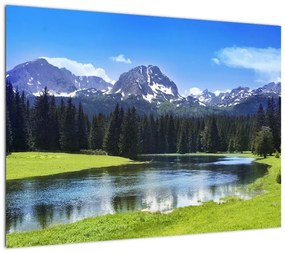 Obraz na szkle - Ośnieżone szczyty górskie (70x50 cm)