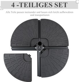 Outsunny 4-cz. Masa parasola może być wypełniona wodą 52 kg lub piaskiem 68 kg