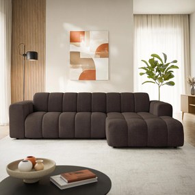 Masseno Narożnik SETIA Prawostronny L-Kształtny, Nowoczesna Sofa narożna, Tkanina Strukturalna - Brązowy, ARAGON 26