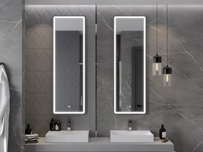 Mexen Coro lustro łazienkowe podświetlane 50 x 150 cm, LED 6000K, antypara, rama czarna - 9817-050-150-611-70