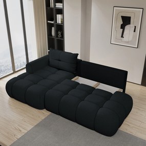 Masseno Narożnik FLUMA z funkcją spania i pojemnikiem na pościel Narozniki L, Rozkładana sofa - Czarny, QUELLE 100