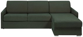 Kanapa narożna dwustronna rozkładana typu express z tapicerką w butelkowej zieleni - Miejsce do spania 140 cm - Materac 14 cm - CALIFE