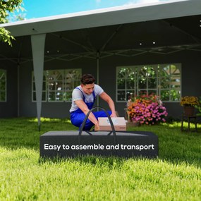 Outsunny Pawilon 3x6 m wodoodporny, składany z 4 ścianami, oknami, ochrona UV, torba transportowa, szary | Aosom PL