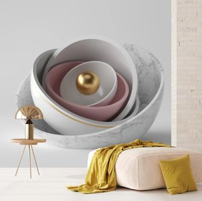 Fototapeta - Marmurkowy kwiat 3D (196x136 cm)