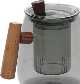 Dzbanek do zaparzania z szarego szkła TWISTED LIME, 800 ml