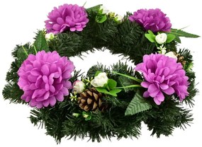 Wieniec na Dzień Zaduszny Fioletowe chryzantemy, 35 cm