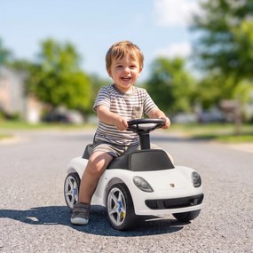 AIYAPLAY Jeździk dziecięcy Porsche z klaksonem, światłem i dźwiękami silnika, dla 18–36 miesięcy, biały | Aosom PL