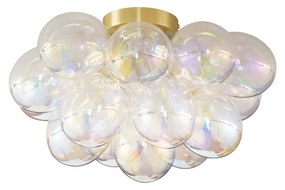 Designerska lampa sufitowa mosiężna z tęczowym szkłem 4-punktowa - UvasDesignerski Oswietlenie wewnetrzne