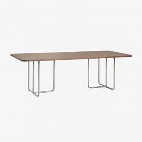 Prostokątny Stół Jadalny Z Płyty Mdf I Tento Ze Stali Nierdzewnej Fornir Orzechowy & 240 X 100 Cm - Sklum