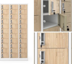 Metalowa szafa depozytowa Eco Design Oliver 90x45x185 cm, biały/dąb sonoma