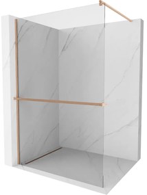 Mexen Kioto+ ścianka prysznicowa z półką Walk-in 80 x 200 cm, transparent, miedź szczotkowana - 800-080-121-65-00