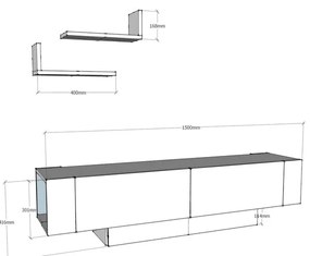 Biały zestaw pod TV 150x42 cm Matera – Zena Home