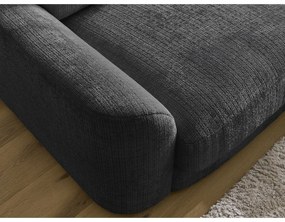 Czarny narożnik z tkaniny szenilowej (prawostronny/z szezlongiem) Leonore – Bobochic Paris